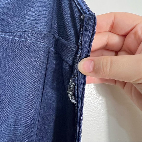 Romwe Women's Elegant One Shoulder Sleeveless Split Hem, Midi Dress Navy Blue L - Picture 12 of 13